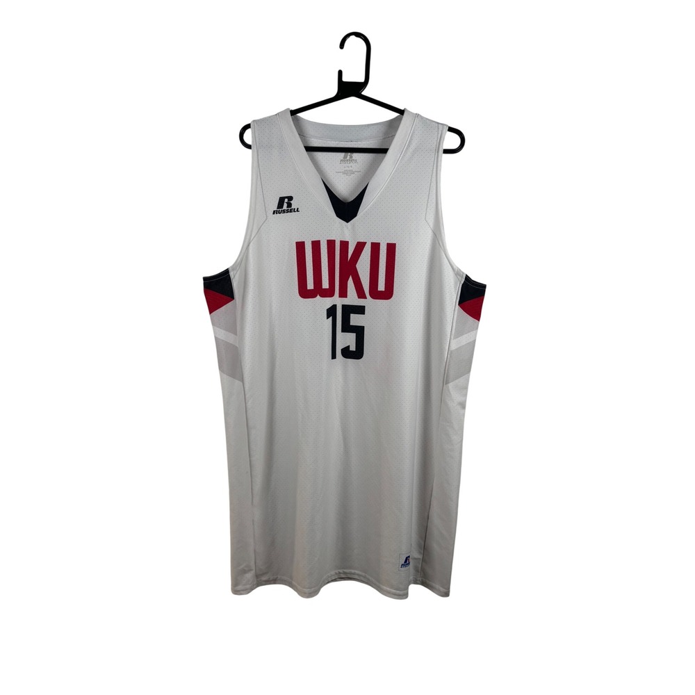Russell Athletic Basketball Jersey Mens Large White WKU Hilltoppers #15 Mesh